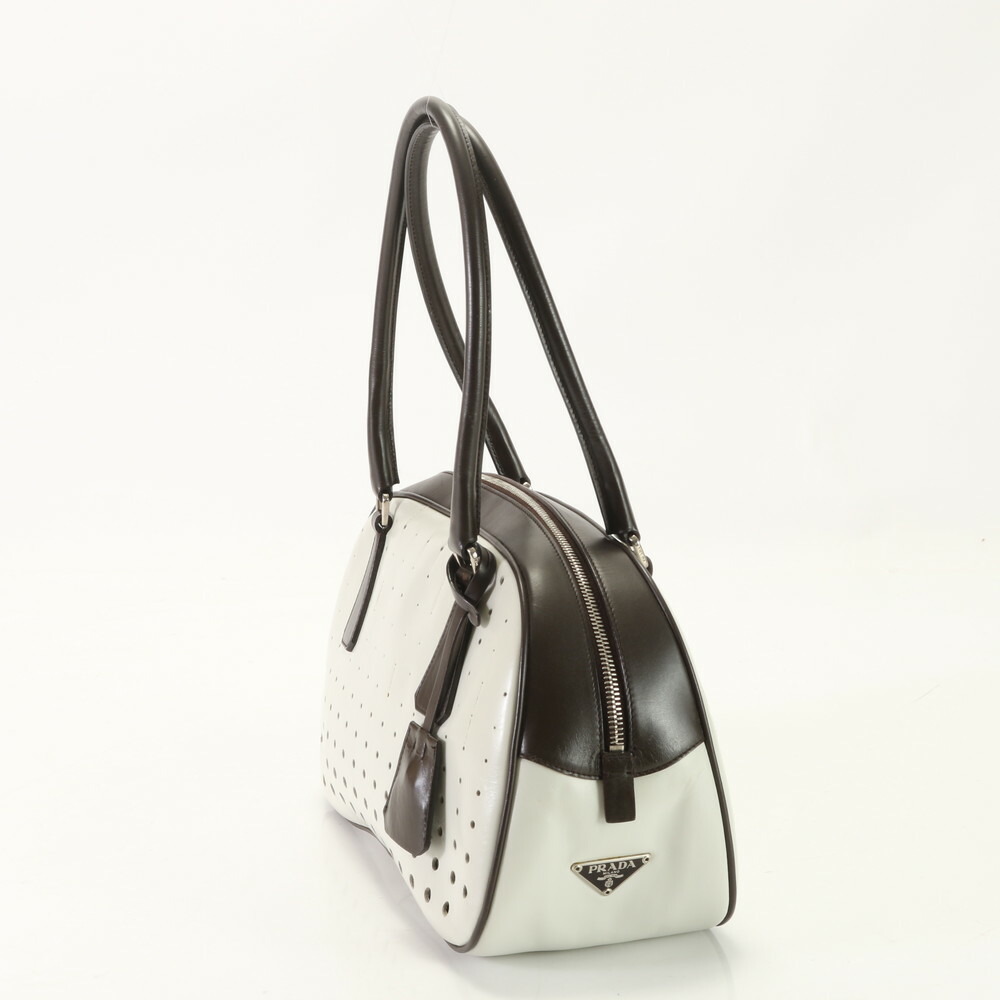 Prada Leather Bowling Punching Hand Tote Bag - Picture 3 of 15